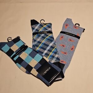 Daniel Cremieux Men's Checkered and Patterned Socks - Blue, Black, Orange